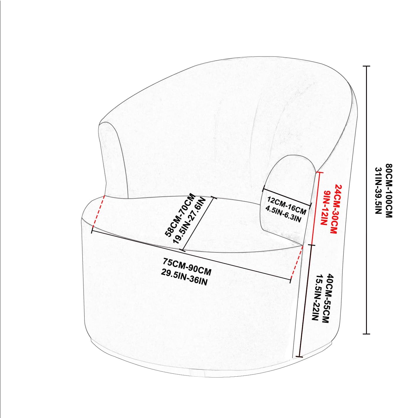 SZJIAHTM Round Club Swivel Barrel Chair Cover Modern Accent Round Club Armchair Slipcover Soft Stretch Chair Covers