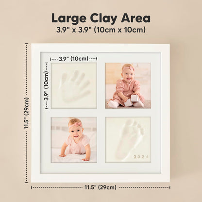KeaBabies Baby Hand and Footprint Kit - Baby Footprint Kit, Clay Handprint Keepsake Frame, Pets Paw, Newborn Collage Picture Frame, Personalized New Mom Gifts for Showers & Registry (Alpine White)