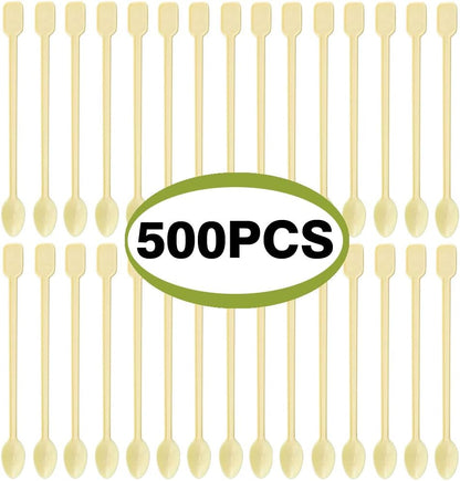 500 PCS Disposable Tiny Coffee Spoon, Beige Plastic Stir Cocktail Sticks, Mini Tea Stirrer