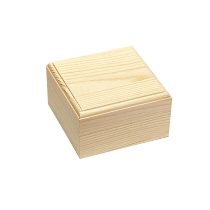 Cregugua 6 Pack Unfinished Wood Box Crafts Wooden Square Box with Magnetic Hinged Lid (3.5 x 3.5 x 1.9 In)