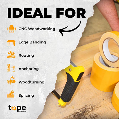 WOD Double Sided Woodworking Tape, 12 Pk - 1 inch x 25 Yards - for CNC Machines Woodworkers, Routing and Wood Templates - Removable DCCT61W