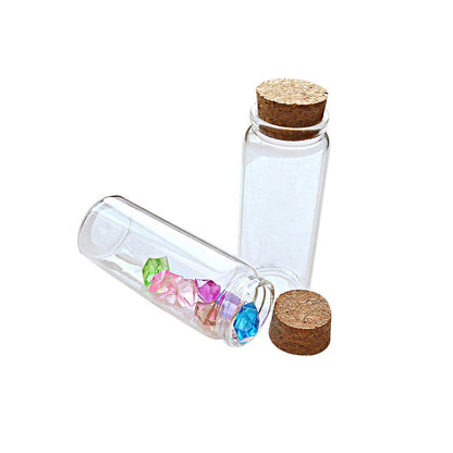 ELYSAID 4pcs of 150 ml Empty Clear Glass Bottles Vials With Cork Stopper Storage Jars 47x120mm Bottle 5.3oz