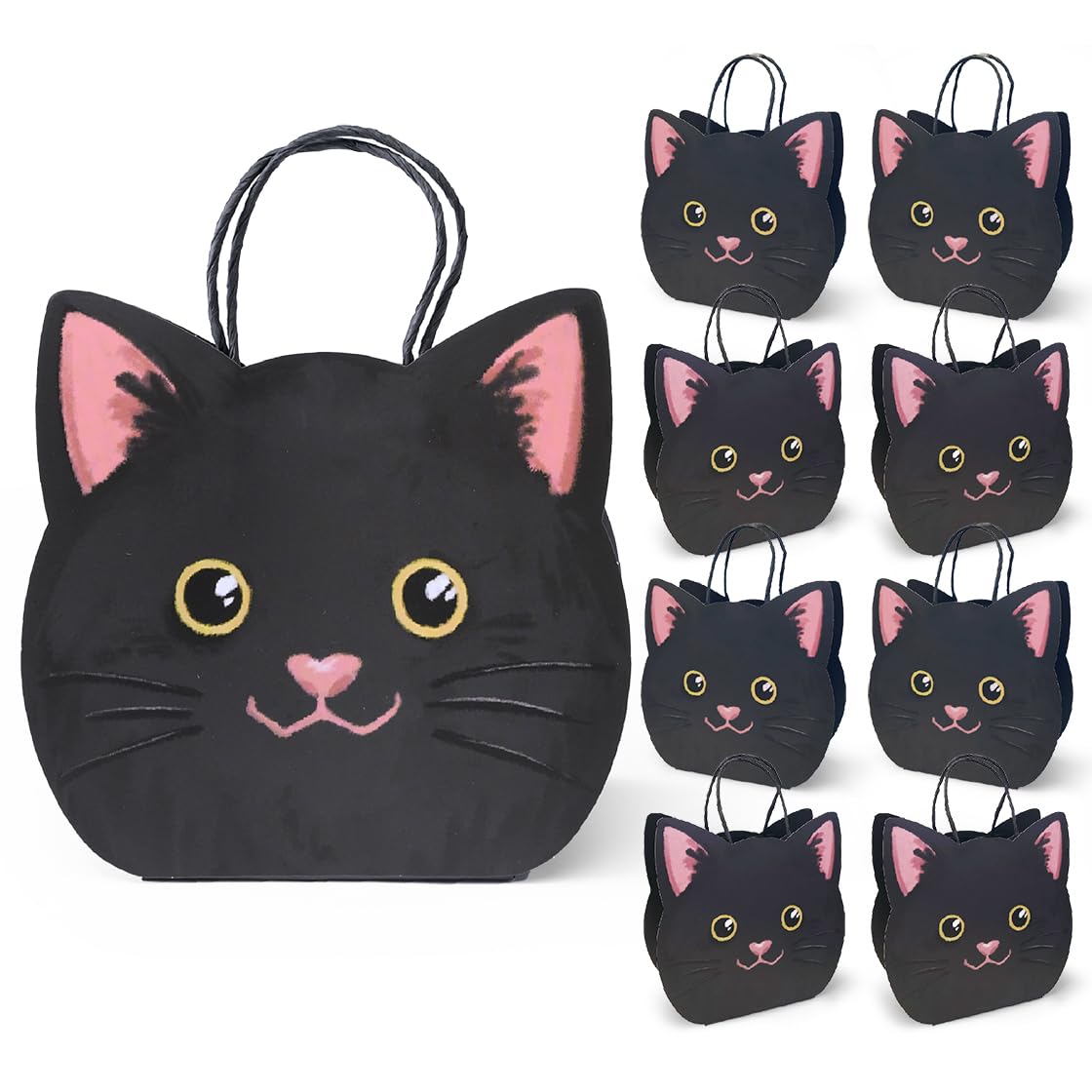 Cheerland Black Cat Birthday Decorations Black Cat Gift Bags Halloween Themed Witch Goodie Bags Party Favors Treat Bag Summerween Witchy Accessory Party Decoration Cute Kitten Gift Supplies 8 Pcs