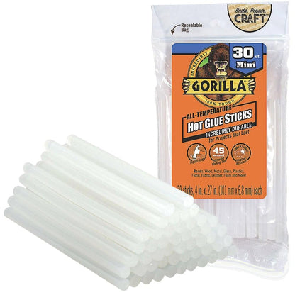 Gorilla 4" Mini Hot Glue Sticks - 30 Pieces