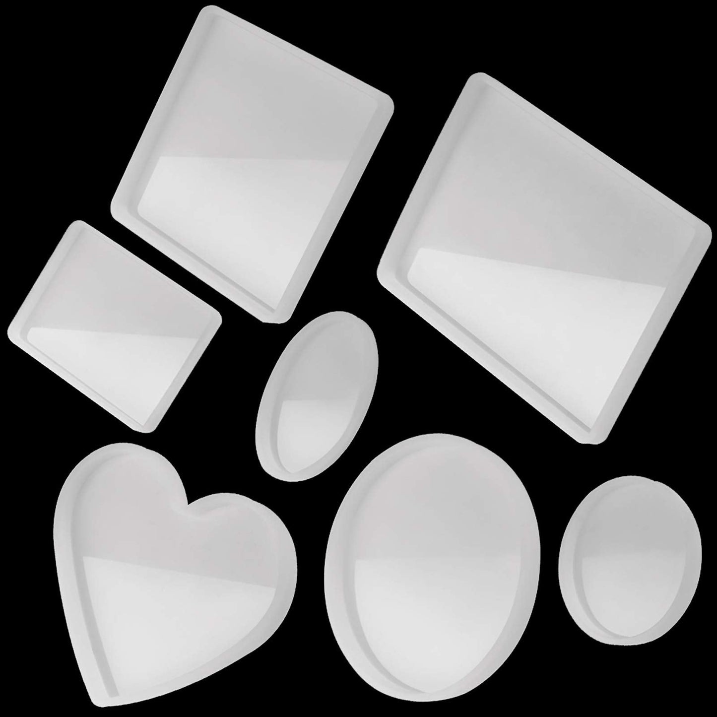 7 Pack Large Silicone Resin Mold for Phone Album, Desktop Decor, Coasters, Home Decoration, Gift, Tomorotec Epoxy Resin Molds DIY Casting Square, Rectangle, Ellipse, Heart Coaster Molds