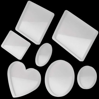 7 Pack Large Silicone Resin Mold for Phone Album, Desktop Decor, Coasters, Home Decoration, Gift, Tomorotec Epoxy Resin Molds DIY Casting Square, Rectangle, Ellipse, Heart Coaster Molds