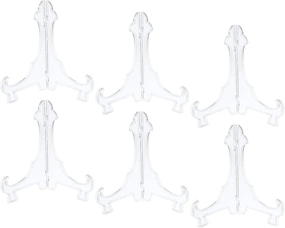 uxcell 6Pcs 7.1" Easel Plate Holder, Plastic Folding Display Stand for Decorative Plates, Clear for Picture Frame