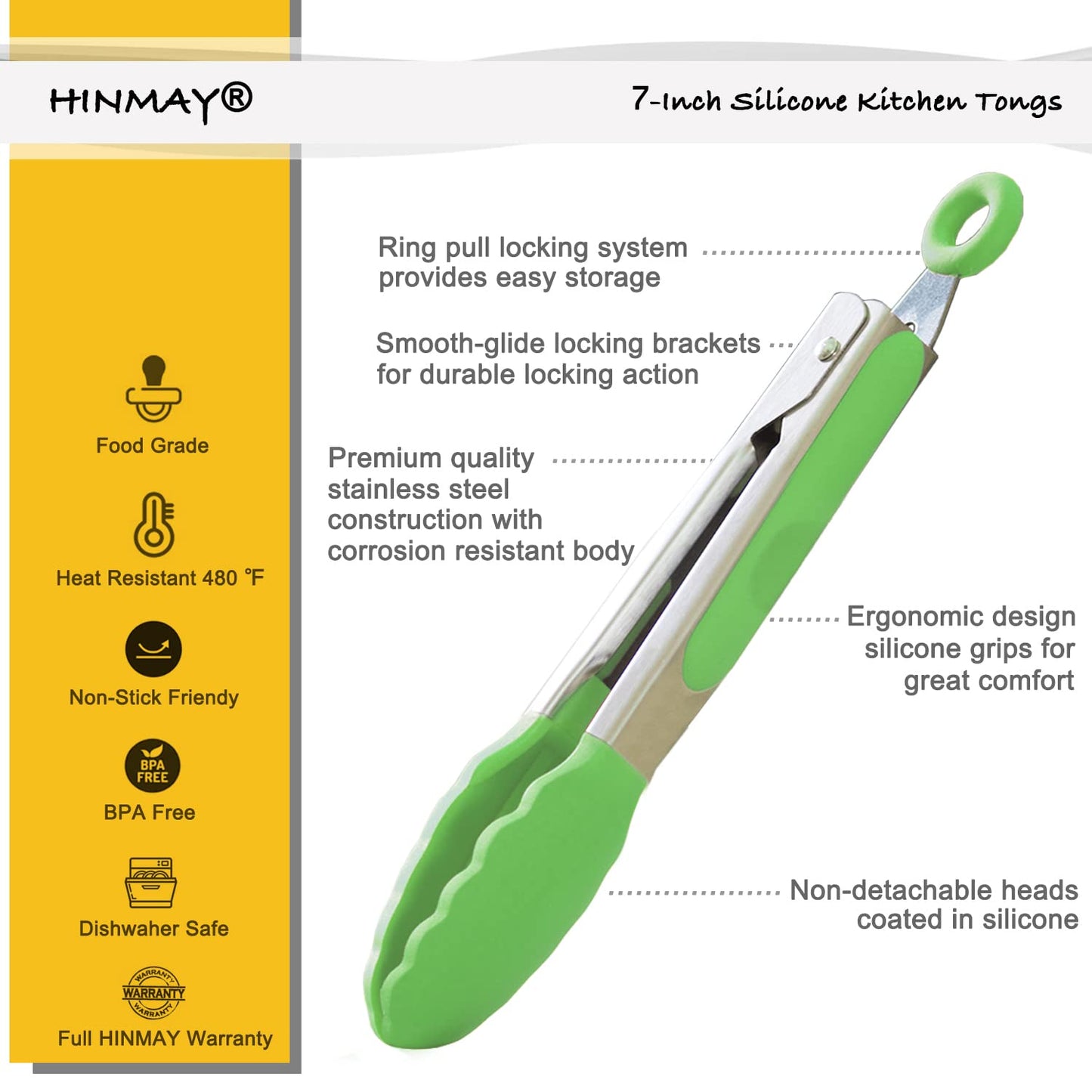 Small Silicone Tongs 7-Inch Mini Serving Tongs, Set of 3 (Black Gray White)