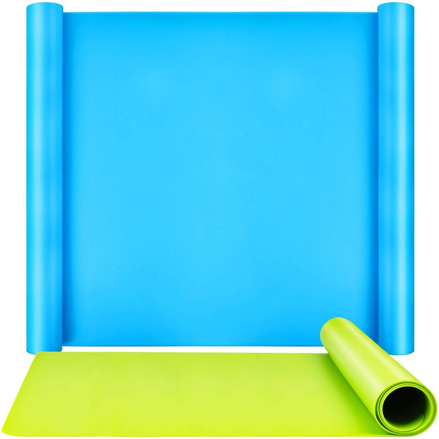 LEOBRO Silicone Mats for Crafts, 2 Pcs 23.4"x 19.5" Large Silicone Mats for Resin Clay Paint Jewelry Making, Countertop Protector Table Mat, Blue & Green