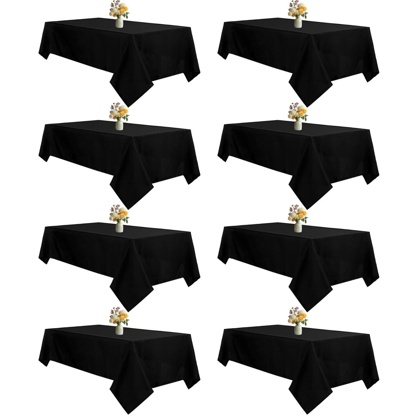 Mclisle 8 Pack Black Tablecloths 60 x 126 Inch Table Cloths for 8 Foot Rectangle Tables, Wrinkle Resistant Washable Polyester Fabric Rectangular Tablecloth for Buffet, Wedding, Party, Banquet