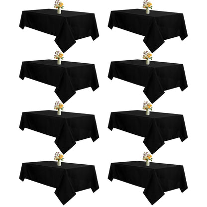 Mclisle 8 Pack Black Tablecloths 60 x 126 Inch Table Cloths for 8 Foot Rectangle Tables, Wrinkle Resistant Washable Polyester Fabric Rectangular Tablecloth for Buffet, Wedding, Party, Banquet