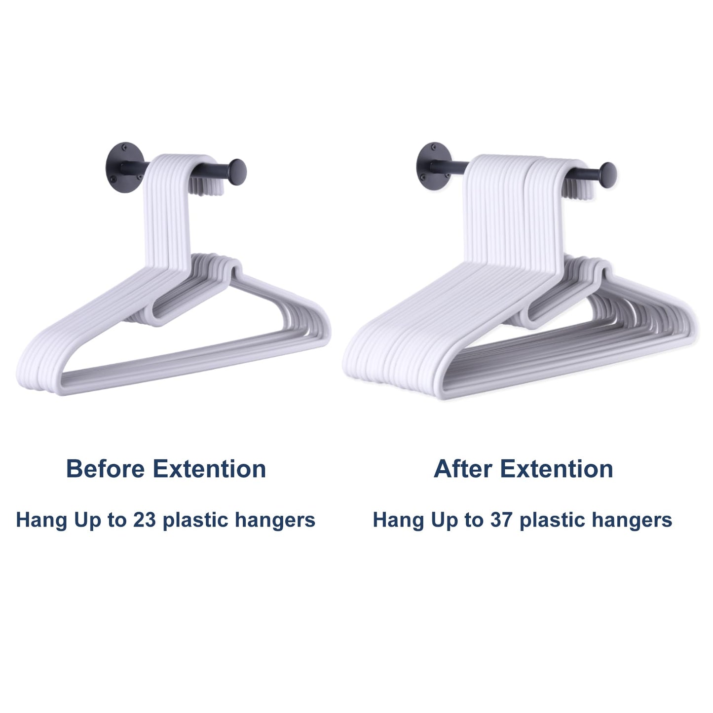 JAZBREY 2 Pack Retractable Hanger Holder for Laundry Room, Wall Mount Organizer Rack for Lightweight Clothes, Space Saving Laundry Hook Rod, Keep Empty Hangers Handy, Black