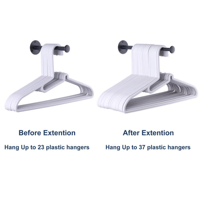 JAZBREY 2 Pack Retractable Hanger Holder for Laundry Room, Wall Mount Organizer Rack for Lightweight Clothes, Space Saving Laundry Hook Rod, Keep Empty Hangers Handy, Black