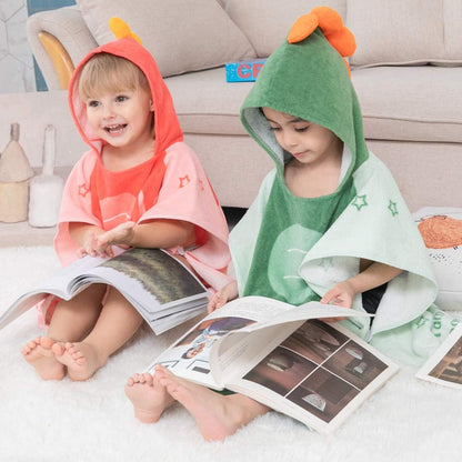 5-9 Years/Height:43.3"-51.2") TONWHAR Kids Bath/Pool/Beach Hooded Poncho Towel-Cartoon Animal Pattern Cotton Beach