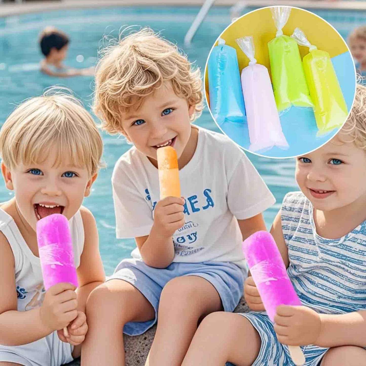 DHYLRICHER 500 (3 12 Inch) Pcs Disposable Ice Lolly Molds Plastic Freeze Pop Bags with Silicone Funnel for Homemade