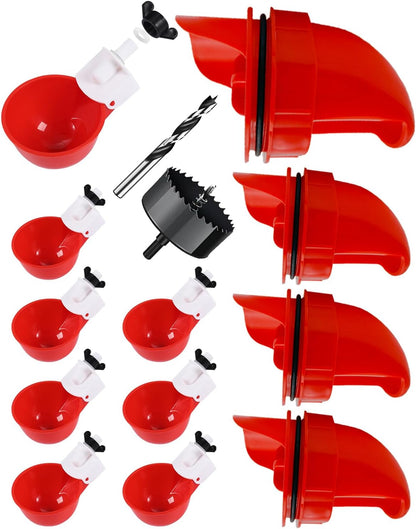 psarnuk Set, 8 4 Chicken Feeder & Chicken Waterer Cup Water Cups Feeders, Automatic DIY Poultry Feeding Watering Kit