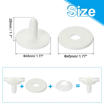 PATIKIL 45mm Doll Joints, 10 Set Plastic Removable Animal Joints Connector Engage Bolt for Bear Soft Limbs Making Head Joints DIY Crafts Accessories, White