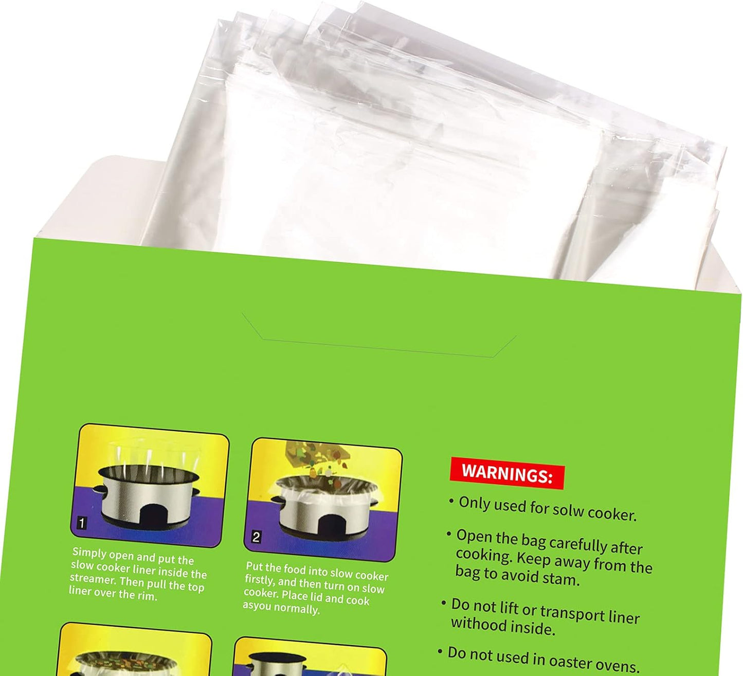 Large Slow Cooker Liners, Disposable Cooking Bags for 4QT to 8.5QT Oval & Round Pots, 10 BAGS