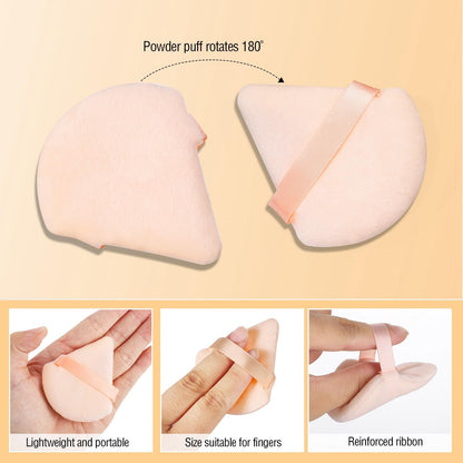 Pimoys 6 Pieces Powder Puff Face Makeup Sponge Soft Velour Triangle Powder Puffs Beauty Sponge Stocking Stuffers for Loose Powder (Black, Pink)