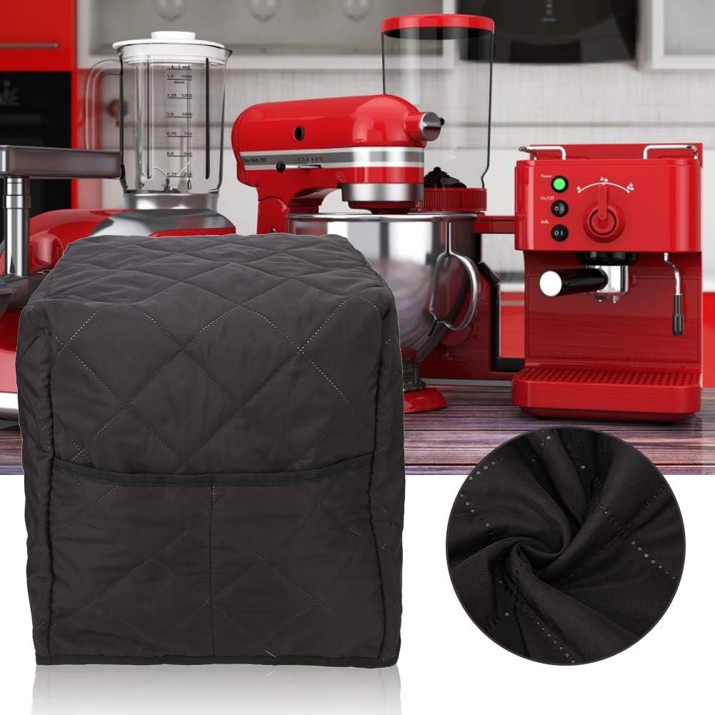 Soft Cotton Coffee Machine Dust Cover, Washable Black Cover for Home Office, 12.6 X 12.2 X 14.2 inch