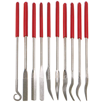 YAKAMOZ 10 Pcs Assorted Mini Diamond File Set Flat Needle Square Round Shape Rifler Files for Metal Jewelers Glass Wood Carving Craft Handy Curved Files Tool - 3x140mm
