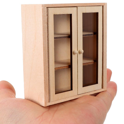 Toyvian Miniature Wooden Storage Cabinet, 3pcs 1:12 Scale Dollhouse Unfinished Wood Display Shelf Model Tiny Furniture Accessories for Doll House Bedroom Living Room Decor