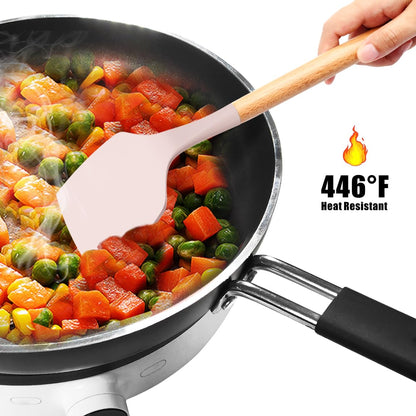 Silicone Cooking Utensils Kitchen Utensil Set - 446°F Heat Resistant Silicone Kitchen Utensils Set, Spatula,Turner Tongs, Spoon, Brush, Whisk,Kitchen Gadgets for Nonstick Cookware, BPA Free (Gray)
