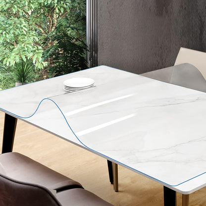 VeeCano 48X48 Inch 1.5mm Clear Plastic Table Cover Protector Dining Room Tablecloth Clear Table Pad Heat Resistant