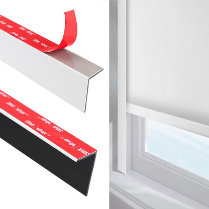 WINSMAR 100% Blackout PVC Light Blocking Strip for Window Shades and Blinds Both Sides Tracks for Blackout Shades Easy to Install for BedroomGreat for Bedroom Nursery (L-Shaped White-2pcs, 58.5")
