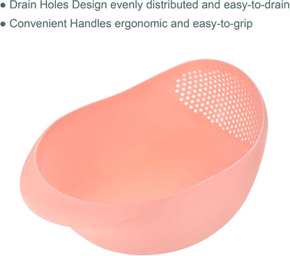 uxcell 2pcs Rice Washing Filter Strainer Basket, Pink, for Home Kitchen Cleaning Tools