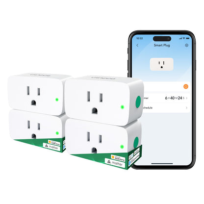 Winees Matter Smart Plug 2 Pack, Smart Outlet Work with Alexa, Apple Home, Google Home, SmartThings, 15A/1800W Max for Home Automation, APP Remote Control,Timer&Schedule, 2.4G Wi-Fi Only