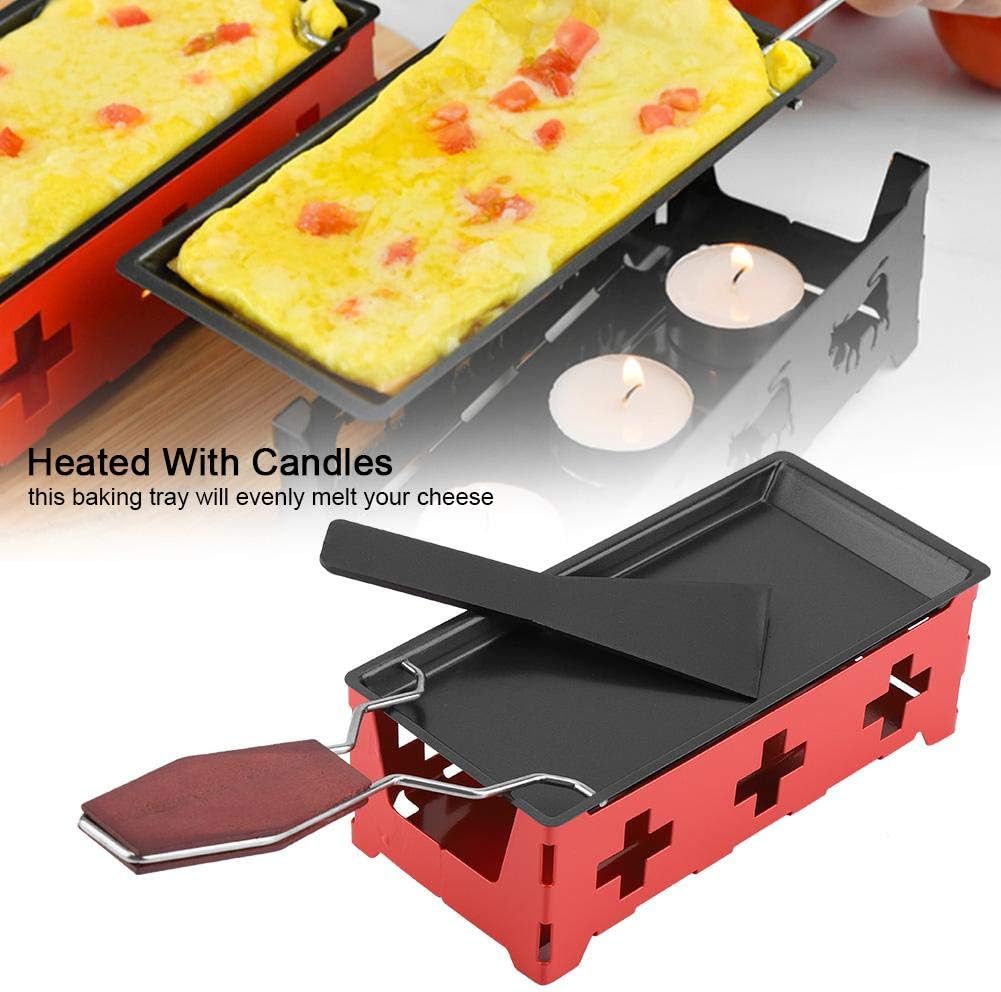 Portable Raclette Table Grill, Non-Stick BBQ Cheese Melt Pan with Foldable Handle for Home Kitchen Grilling Tool