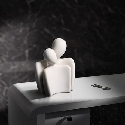 Modern Home Decor | Hugging Couple Sculpture by [Brand Name] - White Ceramic Figurine for Living Room & Bedroom