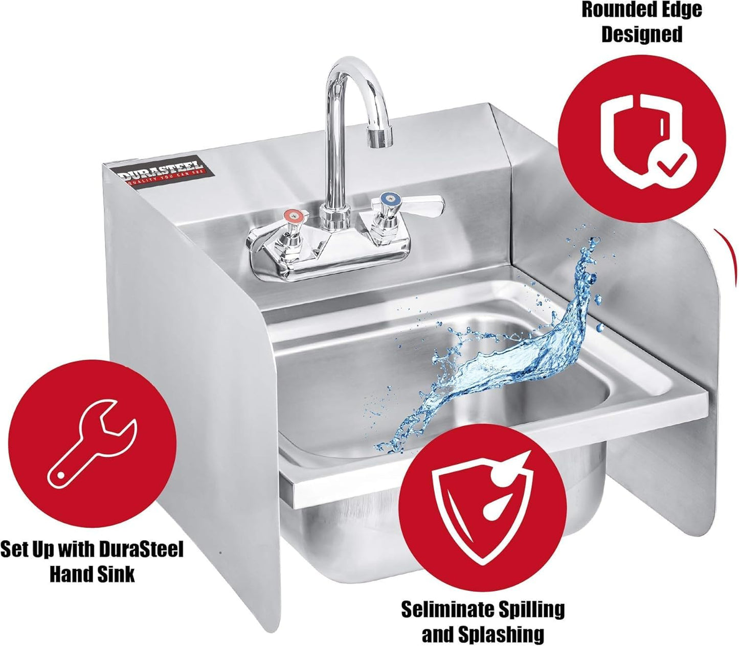 DuraSteel Stainless Steel Splash Guard for Sink & Fryer - 17" x 12" Wall Mount Shield for Deep Fryer Splash Guard Commercial - Stove Oil Splatter Protection Screen for Kitchen Area Safety & Hygiene