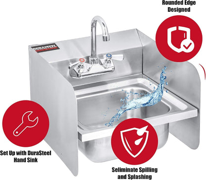 DuraSteel Stainless Steel Splash Guard for Sink & Fryer - 17" x 12" Wall Mount Shield for Deep Fryer Splash Guard Commercial - Stove Oil Splatter Protection Screen for Kitchen Area Safety & Hygiene