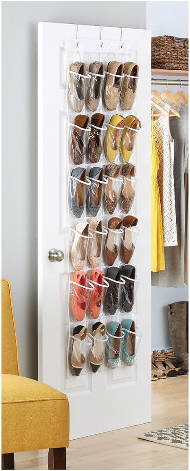 Whitmor 24 Pocket OTD Shoe Organizer, Clear Design