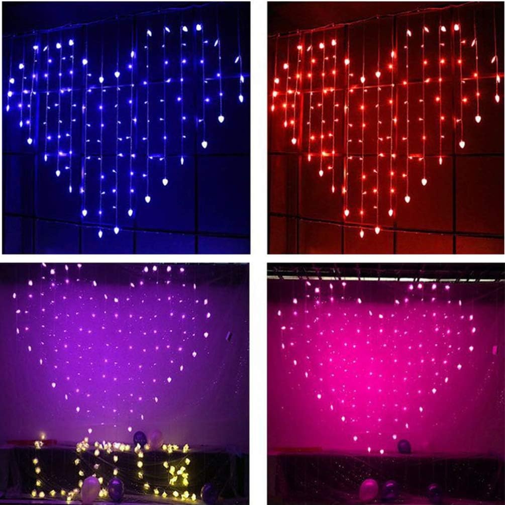 Heart-Shaped LED Curtain Lights - Romantic Red Waterfall Decor