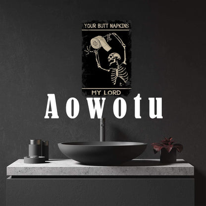 Aowotu Funny Metal Retro Skeleton Decorate Tin Signs Wall Art Perfect For Home Washroom Bathroom Decoration 8x12 Inch