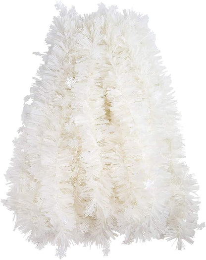 CCINEE 33FT Christmas Tinsel Garland, White Metallic Twist Garland with Snowflakes for Home Decoration
