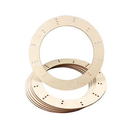 11 Inch 6 Pack Unfinished Wooden Wreath Rings Crafts Hanging Floral Hoop Garland Wood Wreath Frames for Home Decor (0.15 inch Thick,with 28 Holes)