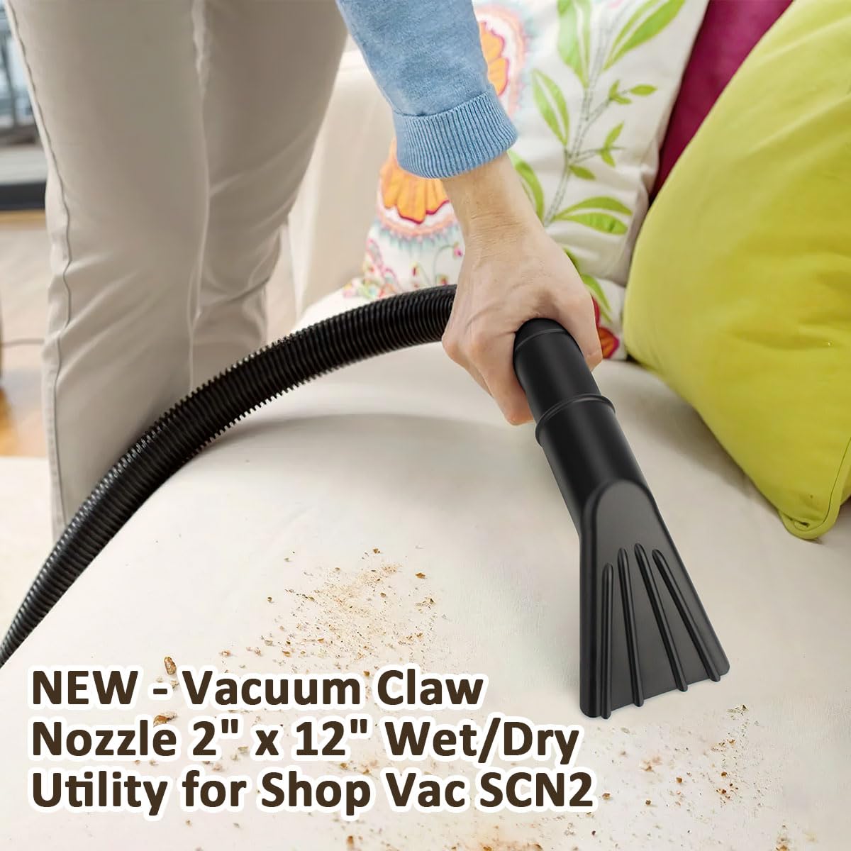Vacuum Claw Nozzle 2" x 12" for Wet/Dry Utility Shop Vac Cleaning Auto Car Cars RV's Home Claw Nozzle SCN2 (2 Pack)