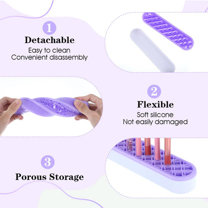 Pafeooui 4 Pcs Silicone Makeup Brush Holder, Multipurpose Cosmetic Organizer, Pen Holder for Desk, Storage Box, Sewing Tool, Beauty Tool, Scissors, Toothbrush Holders