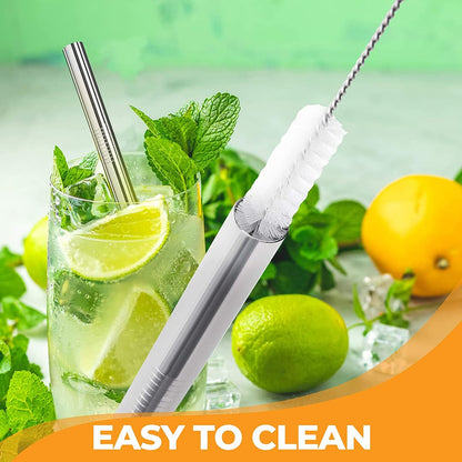 12" Stainless Steel Straws Replacement for Stanley Adventure Quencher 40 oz 30 oz Cup Tumbler, 4 Pack Metal Straws Reusable with Cleaning Brush for Stanley 40 oz & Simple Modern Tumbler with Handle