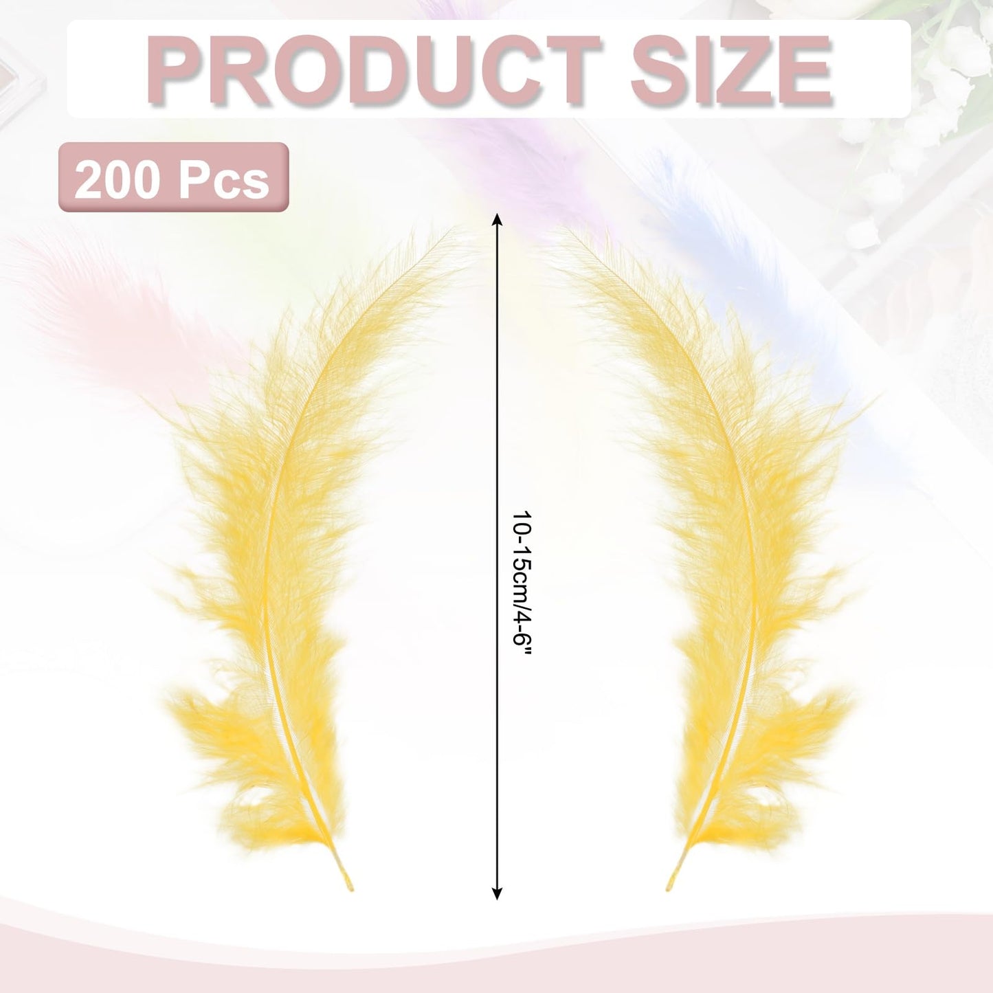 PATIKIL 200 Pack Fluffy Turkey Marabou Feathers,4-6 Inches Golden Natural Turkey Feathers for Crafting Dream Catcher Fringe Trim Fly Tying Party Decorations