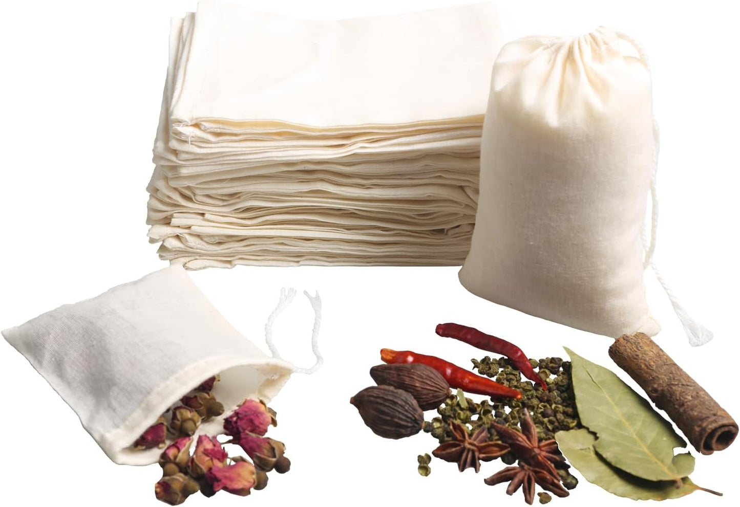 Eketirry 10pcs Coffee(6 x8Inch) Spice Bags, Reusable Empty Tea Bags, Muslin Strainer Bags, Soup Bags for Cooking