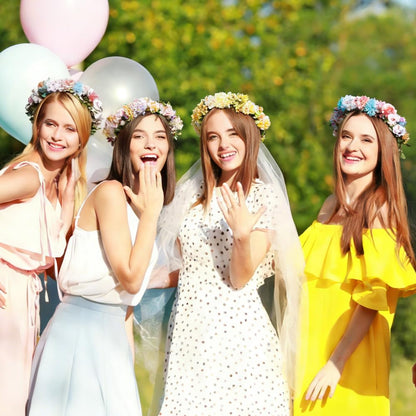 ACRNIGHEET Make Your Own Flower Crown Crafting Kit, Plum Blossom Series Flower Crown Kit, Can Make 16 Sets Wreath Headband and Bracelet Craft Kit, DIY Floral Crown Creative Gifts for Princess