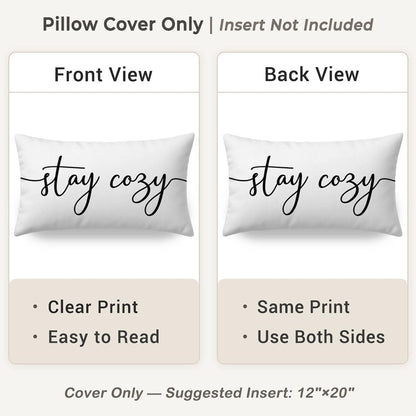 12x20 Inch Cozy PANDICORN Throw Pillow Cover White, Stay Decorative Lumbar Cushion Case for Couch Sofa Bed, Modern