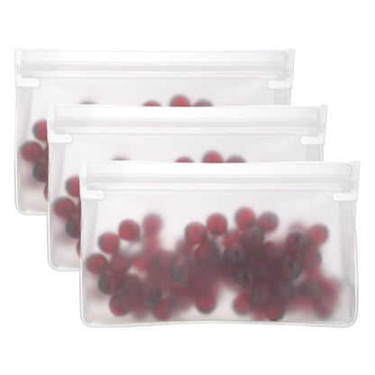 PATIKIL 8.7"x2"x5.3" Reusable Freezer Bag, 3 Pcs Leakproof Zip Food Storage Stand Up Bags Fridge Snack Vegetable Fruit Ice Container for Long-Lasting Freshness, Black