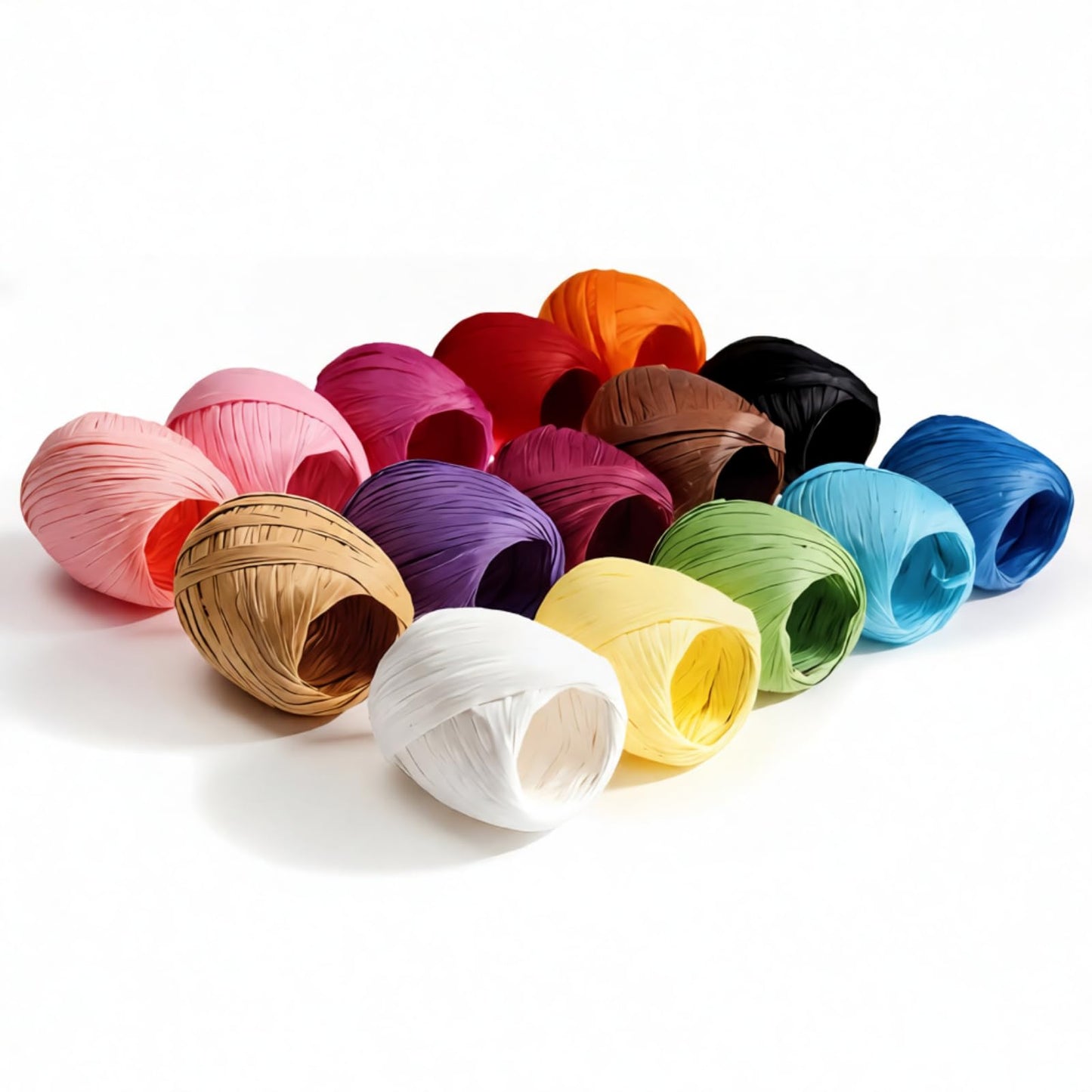 Raffia Paper Ribbon Twine Strings 15 Rolls 15 Colors Set for DIY Craft Gift Box Packing