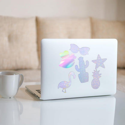 Kifmurase 100 Sheets Holographic Sticker Paper, Holographic Clear Vinyl Laminate Film, Transparent Overlay Lamination Sticker, Self-Adhesive Waterproof Rainbow Laminating Sheets with A4 Size
